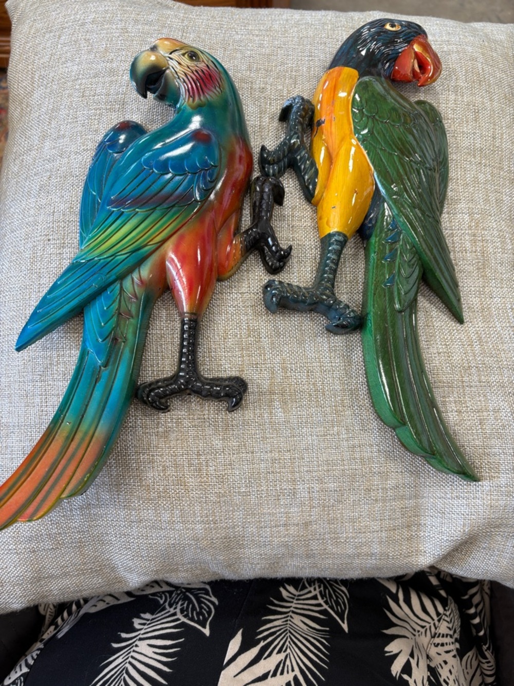Vintage Parrot Tropical Birds 13" Wall Plaques